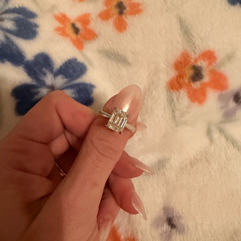 Emerald Cut Certified Moissanite Ring